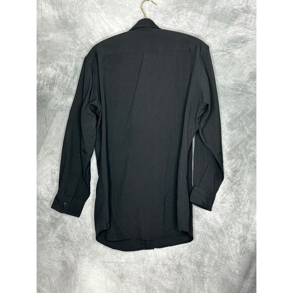 Creighton VTG Shirt Men 16 1/2-32 Black Pockets Navy Logo Minimalist Sturdy - Picture 3 of 9